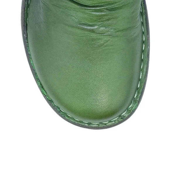 Miz Mooz Petrillo Women's US 9-9.5 Green Leather Ruched Mid-Calf Boots RHS5431